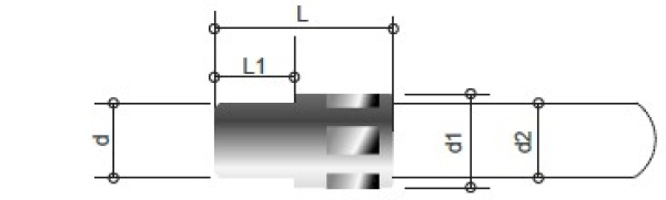 10er-Set Schlauchfassung,  L:12,0mm/L1:4,0mm, d:4,0mm/d1:8,0mm/d2:5,2mm
